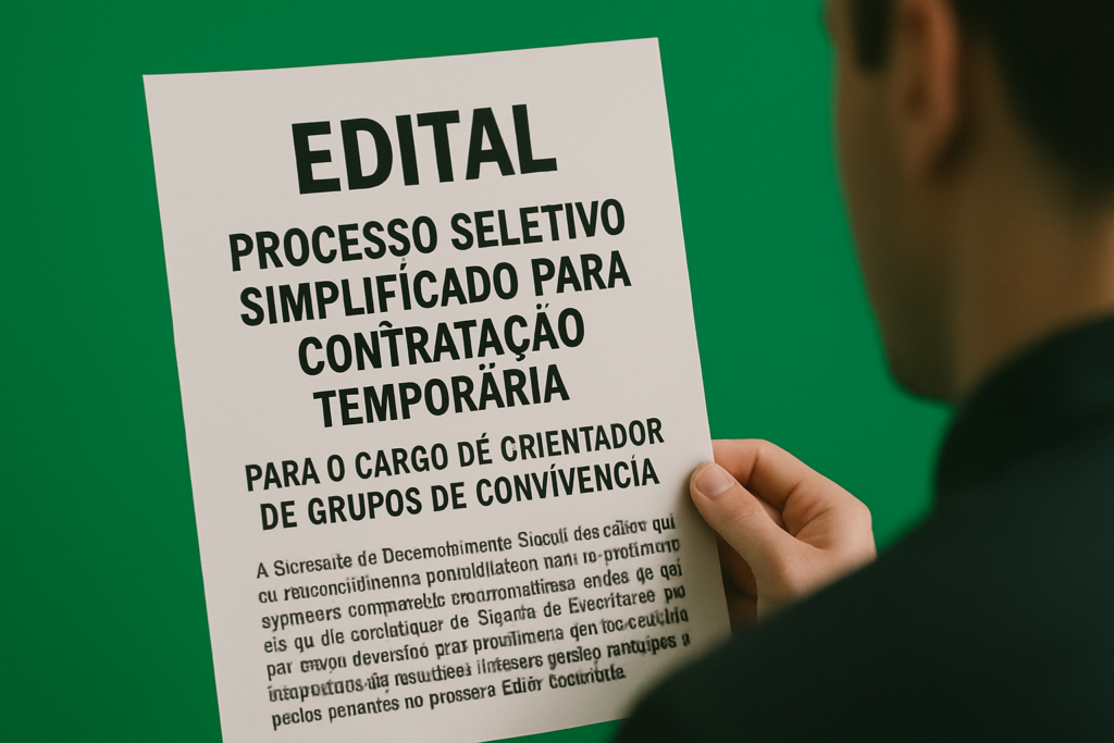 Edital processo seletivo simplificado para contratação temporária para o cargo de orientador de grupos de convivência